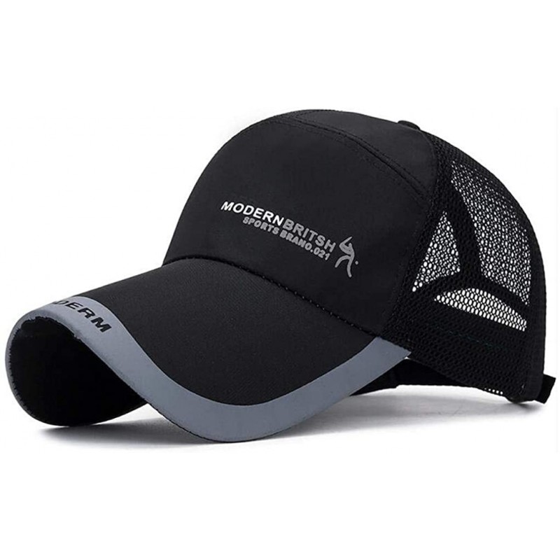 Baseball Caps Sport Cap Summer Quick-Drying Mesh Sun Hat Unisex UV Protection Outdoor Cap - Black - CA18RQNZSGL $8.05