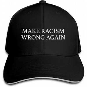Baseball Caps Unisex Make Racism Wrong Again Trucker Baseball Cap Adjustable Peaked Sandwich Hat - Black - CQ18GEZ6IOW $17.09
