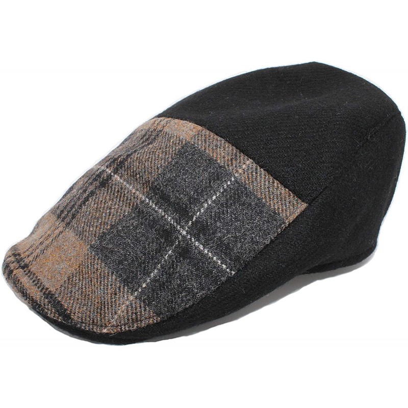 Newsboy Caps Men's Donegal Tweed Donegal Touring Cap - Black & Brown Two-tone - C318REEUEXG $91.27