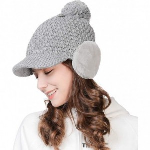 Newsboy Caps Womens Knit Newsboy Cap Warm Lined Winter Hat 100% Soft Acrylic with Visor - 99722_grey - CF18KINYNYH $18.46