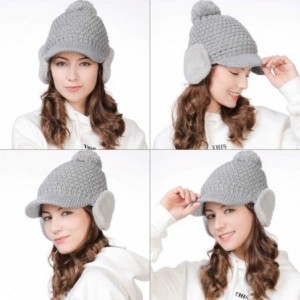 Newsboy Caps Womens Knit Newsboy Cap Warm Lined Winter Hat 100% Soft Acrylic with Visor - 99722_grey - CF18KINYNYH $28.46