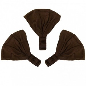 Headbands Set of 3 Wide Cotton Head Band Solid Boho Yoga Style Soft Hairbands - Brown - Brown - CT188AIHQAQ $27.17