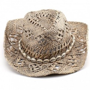 Cowboy Hats Classic Straw Cowboy Cowgirl Hat Bendable Brim - Sand - CV17Y4S76XR $19.11