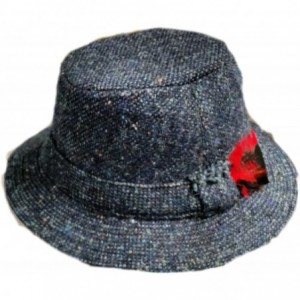 Fedoras Men's Donegal Tweed Original Irish Walking Hat - Ocean Blue Salt & Pepper - CI12COGBW1P $103.31