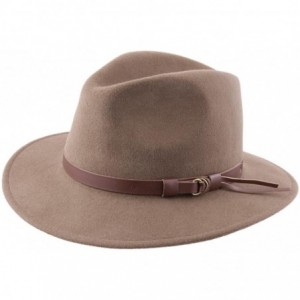 Fedoras Classique Traveller Wool Felt Fedora Hat Packable - Beige - CW187ITHICE $94.82
