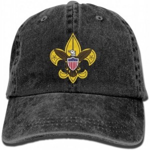 Baseball Caps Unisex Boy Scout Fleur De Lis Dyed Washed Denim Cotton Baseball Cap Hat Black - Black - CL18CU7ATGO $31.01
