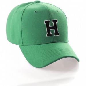 Baseball Caps Classic Baseball Hat Custom A to Z Initial Team Letter- Green Cap White Black - Letter H - CY18IDTEEIU $22.45