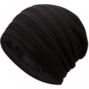 Skullies & Beanies Winter Slouchy Knit Beanie Hat - Thick Warm Ski Baggy Hat for Men & Women - 01 Black - CA18HWHNG78 $22.76