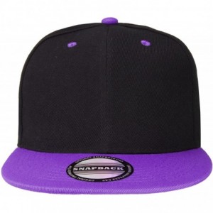 Baseball Caps Classic Snapback Hat Cap Hip Hop Style Flat Bill Blank Solid Color Adjustable Size - 2pcs Black & Black/Purple ...