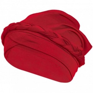 Skullies & Beanies Women Concise Turban Twisted Braid Headscarf Cap Hair Covered Wrap Hat - Red - C018AZSAY45 $19.19