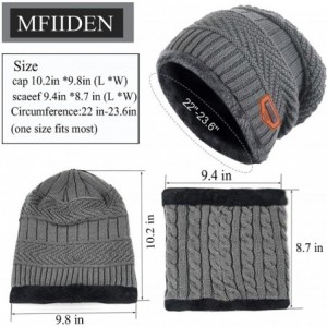 Skullies & Beanies Winter Beanie hat- Warm Knit Hat Thick Fleece Lined Winter Hat for Men Women - Gray+scarf - CC18YKLN5GX $8.66