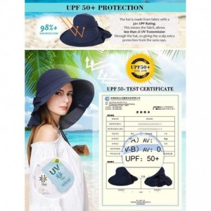 Sun Hats UV Protection Summer Sun Hat Women Packable Cotton Ponytail Chin Strap 55-59CM - 16031_navy - C212GG2DQ85 $14.53