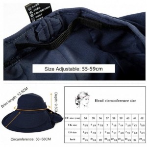 Sun Hats UV Protection Summer Sun Hat Women Packable Cotton Ponytail Chin Strap 55-59CM - 16031_navy - C212GG2DQ85 $14.53