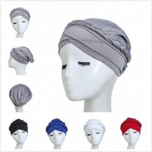 Skullies & Beanies Women Concise Turban Twisted Braid Headscarf Cap Hair Covered Wrap Hat - Red - C018AZSAY45 $8.56