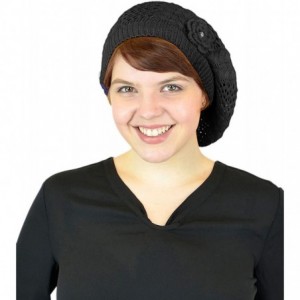 Berets Women's Without Flower Accented Stretch French Beret Hat - Black-ii - C4129I4S3FT $18.48