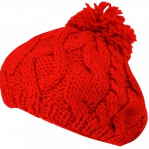 Berets Women Winter Warm Ski Knitted Crochet Baggy Skullies Cap Beret Hat - Br1663red - CN187GEZ2HU $20.00