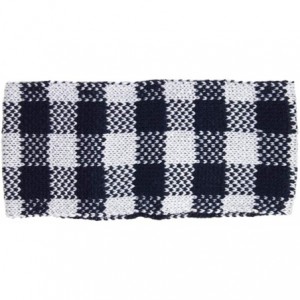 Cold Weather Headbands Women's Winter Knitted Headband Ear Warmer Head Wrap (Flower/Twisted/Checkered) - Checkered-navy - CX1...