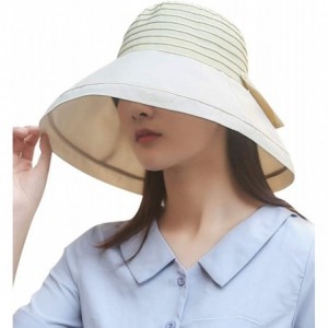 Sun Hats Women Beach Sun Hat Wide Wired Brim Summer UV Protection UPF Packable Bow Strap - Beige - CL196O6UC97 $23.26