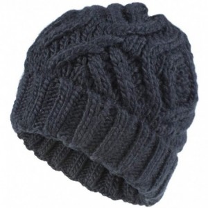 Skullies & Beanies Winter Casual Thick Warm Stretch Cable Knitted Beanie Skullies Hat Cap - Black - C418AUKQHW8 $22.15