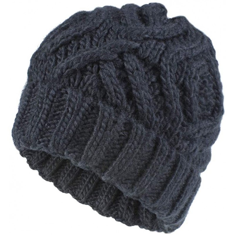 Skullies & Beanies Winter Casual Thick Warm Stretch Cable Knitted Beanie Skullies Hat Cap - Black - C418AUKQHW8 $12.13