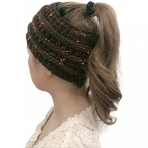 Skullies & Beanies Womens Beanie Hats - Women Winter Warm Hat Stretchy Knitted Headwear Soft Horsetail Messy Hats - Coffee 02...