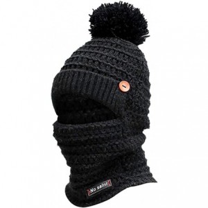 Skullies & Beanies Adult Women Men Winter Earmuffs Knit Slouchy Beanie Hat Scarf Hairball Warm Cap Ski Caps - Black - CA18AWW...