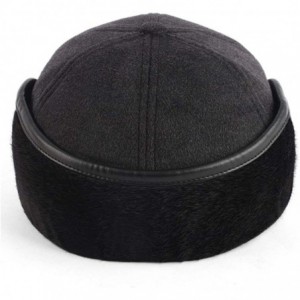 Baseball Caps Winter Wool Baseball Cap Outdoor Windproof Fleece Earflap Hat Soft Faux Fur Hunting Hat for Men - Dark Grey - C...