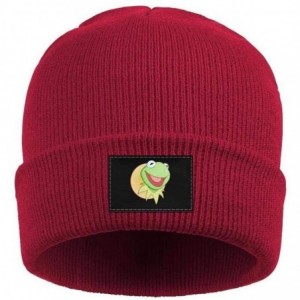 Skullies & Beanies Mens Womens Warm Solid Color Daily Knit Cap Funny-Green-Frog-Sipping-Tea Headwear - Red-6 - CD18N0QGCLH $1...