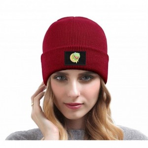 Skullies & Beanies Mens Womens Warm Solid Color Daily Knit Cap Funny-Green-Frog-Sipping-Tea Headwear - Red-6 - CD18N0QGCLH $1...