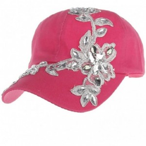 Bucket Hats Lady Cotton Campagne Bling Flower Pattern Adjustable Baseball Cap - Rose - CE189XQQSUT $22.80