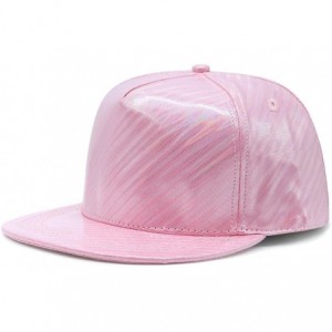 Baseball Caps Holographic Cap Rainbow Reflective Glossy Snapback FFH257BLK - Striped Holographic Pink Ffh383pnk - C3186NH47DW...