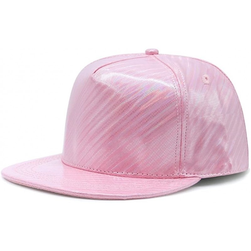Baseball Caps Holographic Cap Rainbow Reflective Glossy Snapback FFH257BLK - Striped Holographic Pink Ffh383pnk - C3186NH47DW...