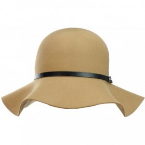 Bucket Hats Exclusive Women's Chain Link Band Wool Flop Brim Fedora Hat - Camel - C51274IMZ3H $29.81