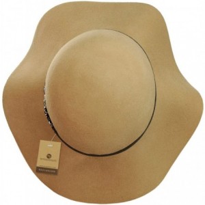 Bucket Hats Exclusive Women's Chain Link Band Wool Flop Brim Fedora Hat - Camel - C51274IMZ3H $11.85