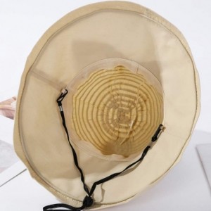 Sun Hats Women Beach Sun Hat Wide Wired Brim Summer UV Protection UPF Packable Bow Strap - Beige - CL196O6UC97 $26.02