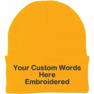 Skullies & Beanies Customize Your Beanie Personalized with Your Own Text Embroidered - Athletic Gold Yellow - C818IR4Q28S $14.22