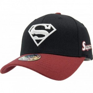Baseball Caps DC Comics Superman Fitted Hat Men Women Flexfit Baseball Ball Cap Officially Licensed - Black/White/Red - C818W...
