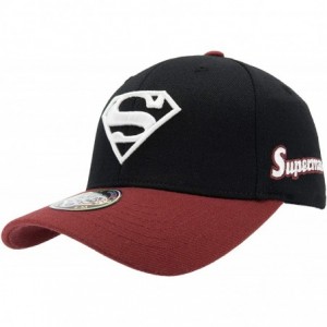 Baseball Caps DC Comics Superman Fitted Hat Men Women Flexfit Baseball Ball Cap Officially Licensed - Black/White/Red - C818W...