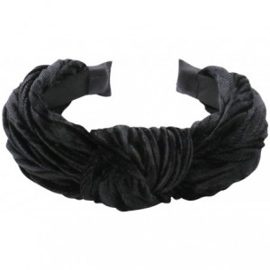 Headbands Women's Chic Velvet Knotted Headband - Crushed Black Velvet - CP18ZTUHXTT $40.59