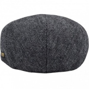 Newsboy Caps Classic Men's Flat Hat Wool Newsboy Herringbone Tweed Driving Cap - Iv1935-gray - CU18CS0MGDW $32.34