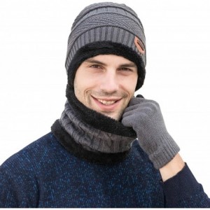 Skullies & Beanies Winter Hat Scarf Gloves Set Skull Cap Neck Warmer and Touch Screen Gloves - Grey - CL18AHS785O $32.09