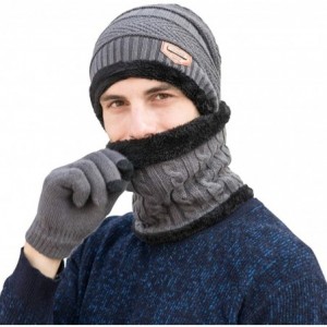 Skullies & Beanies Winter Hat Scarf Gloves Set Skull Cap Neck Warmer and Touch Screen Gloves - Grey - CL18AHS785O $16.23