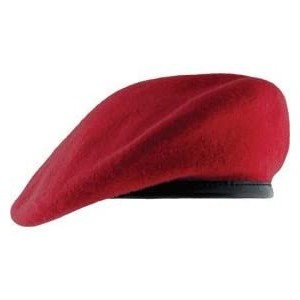 Berets Unlined Beret with Leather Sweatband (7 1/8- Scarlet) - CN11WV00UVD $29.08