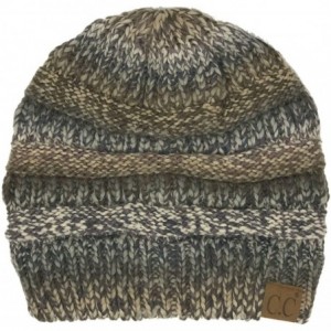 Skullies & Beanies Classic Winter Fall Trendy Chunky Stretchy Cable Knit Beanie Hat - Mix Black/Gray - CZ18YTC3GL2 $25.80