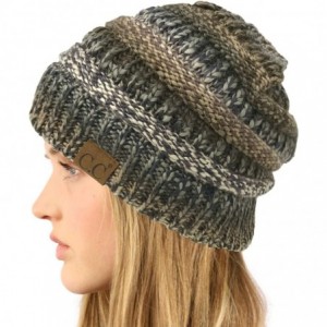 Skullies & Beanies Classic Winter Fall Trendy Chunky Stretchy Cable Knit Beanie Hat - Mix Black/Gray - CZ18YTC3GL2 $24.04