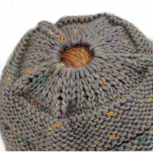 Skullies & Beanies Women Knit Hats Beanie Tail Cable Colored-Spots Messy Bun Ponytail Visor Beanie Cap - Dark Gray - CM18HXGQ...
