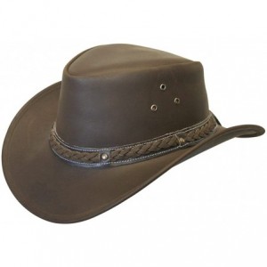 Cowboy Hats Conner Hats Down Under Leather Hat - Brown - CR11JKKCDWB $90.90