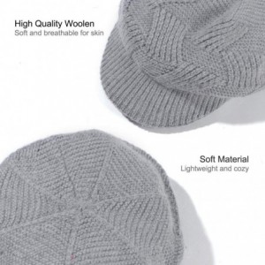 Skullies & Beanies Womens Winter Hat Newsboy Hat with Visor Cable Crochet Beanie Hat - Light Grey-style2 - CG18Y499WQ6 $11.88