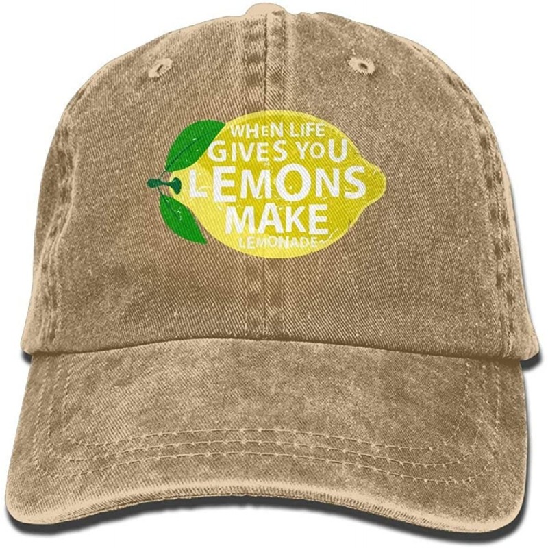 Baseball Caps When Life Gives You Lemons- Make Lemonade Vintage Adjustable Baseball Caps Denim Hat - Natural - CH188N6TAI4 $1...