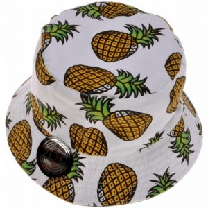 Bucket Hats Unisex Cute Print Bucket Hat Summer Fisherman Cap - Aa Pineapple - White - C211XKDR7X9 $35.64